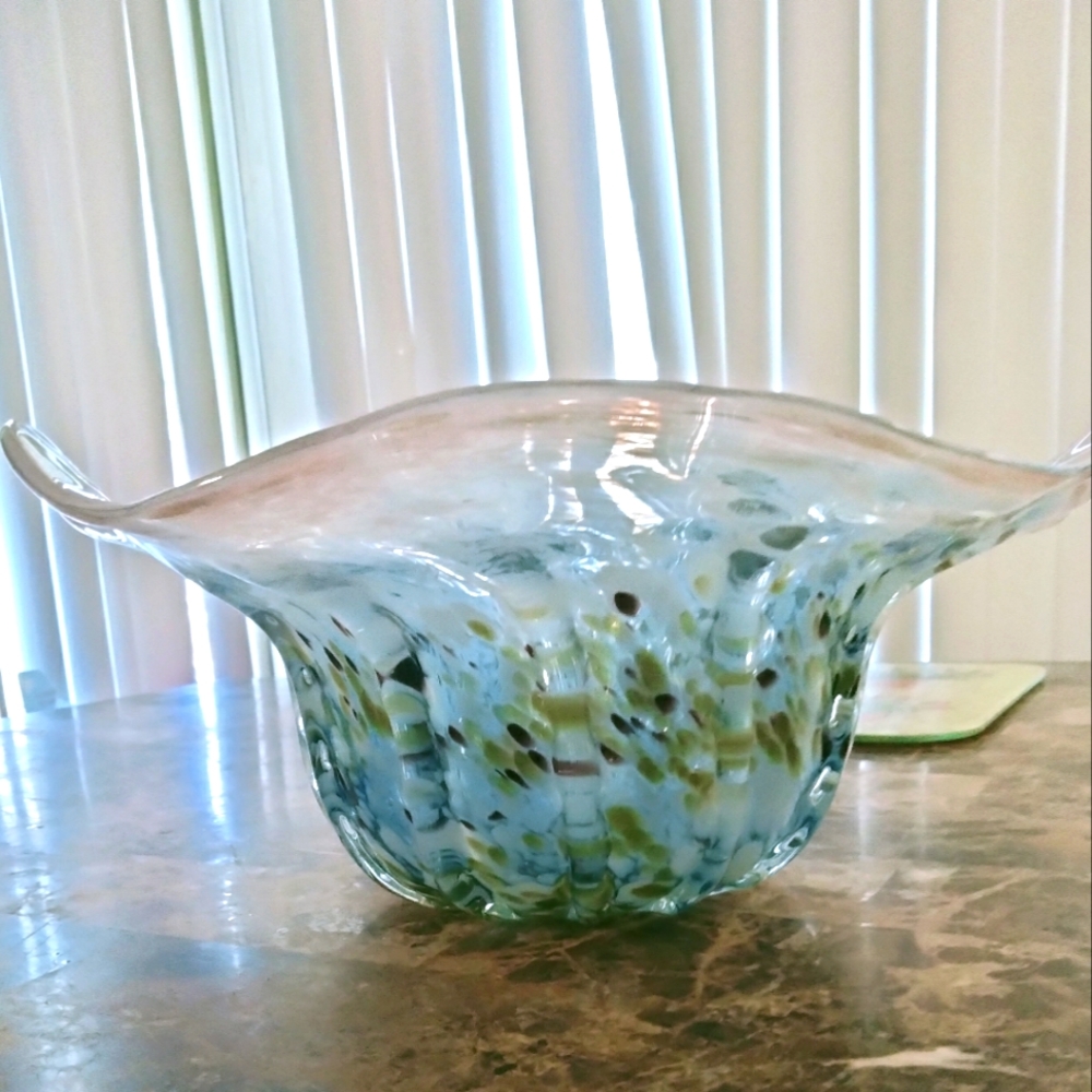 Twilight blown glass serving Bowl beachy feel
